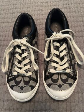 Francesca Coach Black and White Signature Canvas Sneakers